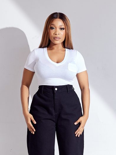 BOZZ WHITE V NECK ONE POCKET BODYSUIT