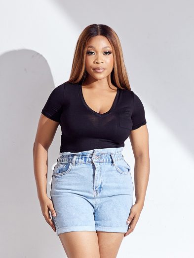 BOZZ BLACK V NECK ONE POCKET BODYSUIT