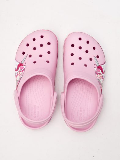 KIDS UNICORN STARS PINK & PINK STRAP CROCS-