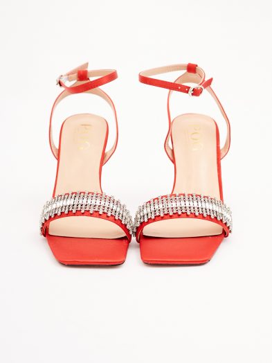 POG RED SINGLE BAND EMBELLISHED STRAPPY SANDAL