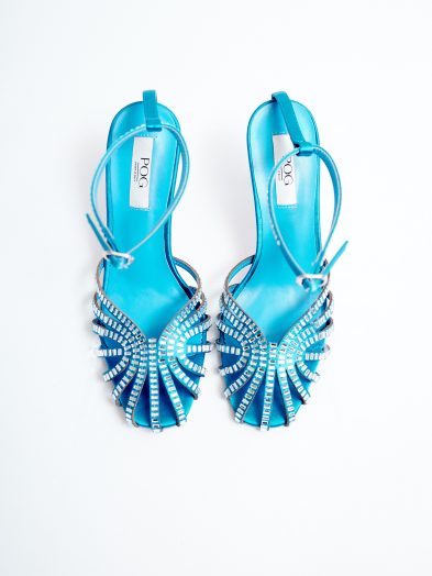 POG AQUA CAGED RHINESTONES SANDALS