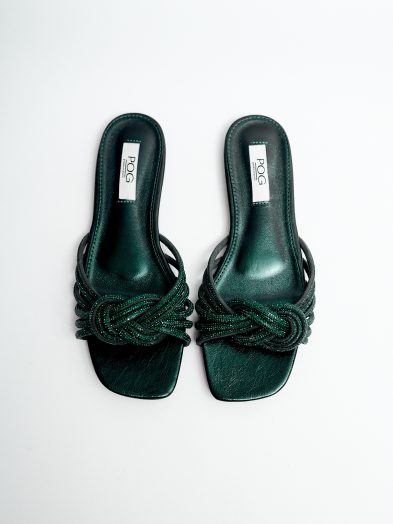 POG 8270-59 TEAL EMBELLISHD INFINITY WOVEN SLIPPERS