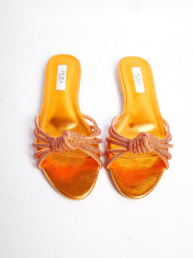 GPOG 20182-1014 ORANGE FIVE STRANDS KNOTTED EMBELLISHED SLIPPERS