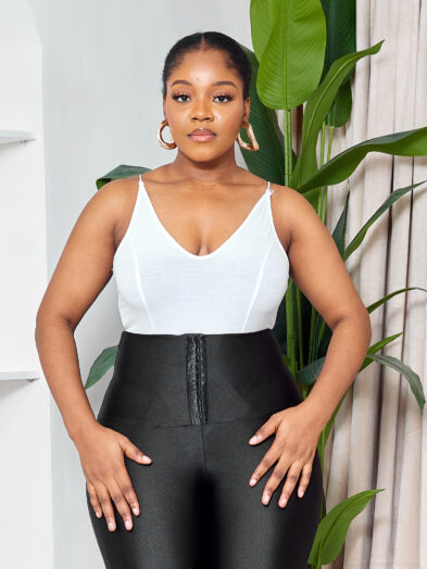 BOZZ IVORY RIB BONE THIN CROSS STRAP BODYSUIT