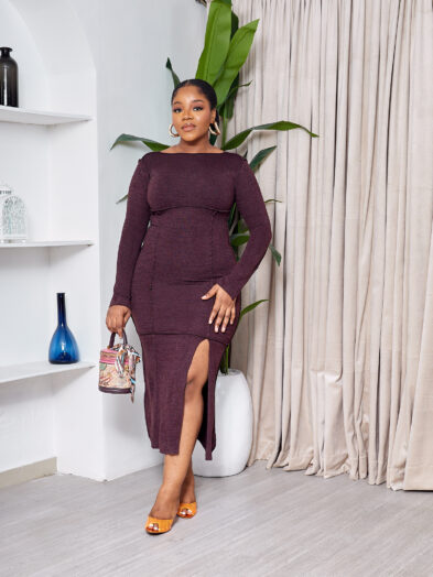 VALEUR CHOCO MAXI BODYCON DRESS