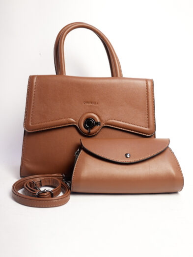 KALLA 36243 BROWN ILLUSION FLAP 2PC NAVIGATE BUCKLE BAG