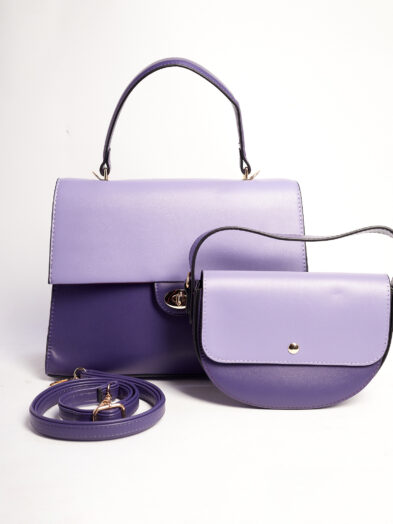 CHRIS 82478 PURPLE/LILAC GOLD BUCKLE GRAB HANDLE 2PC BAG