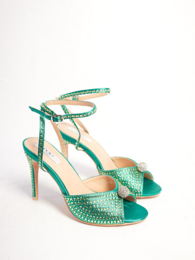 POG F89725 GREEN ROUND BUCKLE EMBELLISHED SANDAL