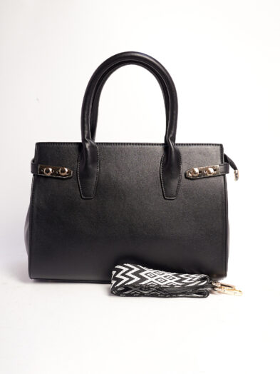 FB A5121 BLACK SIDE GOLD STUD GRAB HANDLE BAG