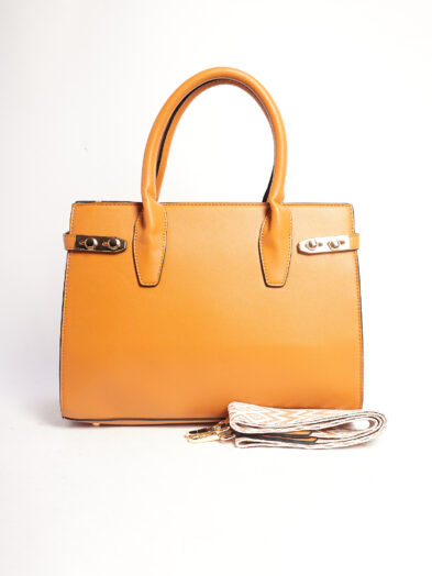 FB A5121 CAMEL SIDE GOLD STUD GRAB HANDLE BAG