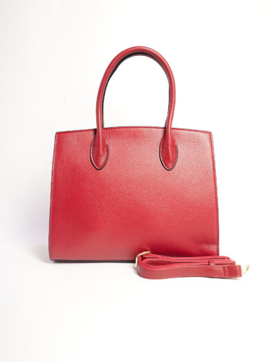 RED REFINED GRAIN STRUCTURED GRAB HANDLE SCARF DETAIL BAG