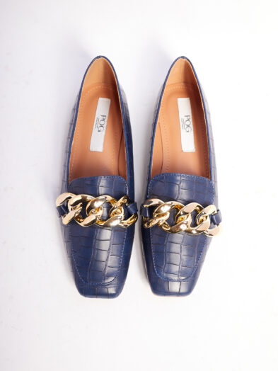POG KD0526 NAVY CROC CHAIN LOAFERS