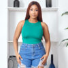 COTTON ANGEL GREEN HIGH ROUND BODYSUIT
