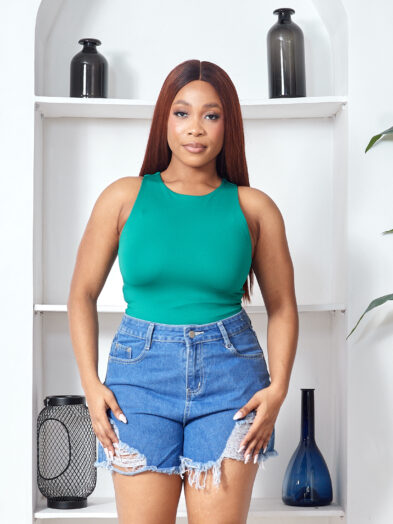 COTTON ANGEL GREEN HIGH ROUND BODYSUIT