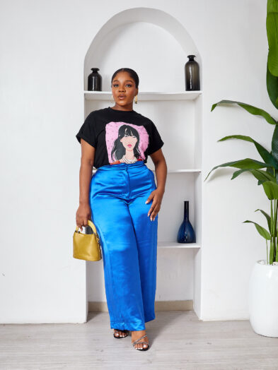 HOUSE OF HARLOW SAX SILK PALAZZOS