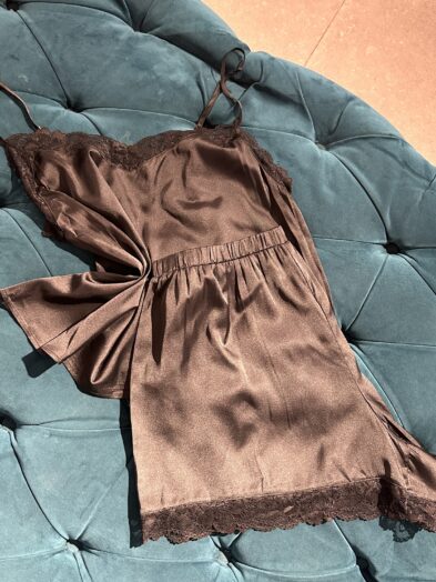 FOREVER BLACK SATIN PLUS SIZE PJ SET