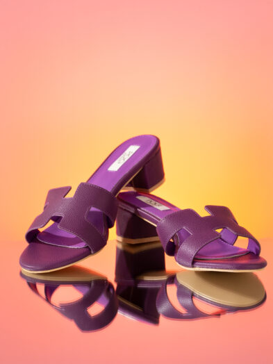 POG 1956 PURPLE  SAFIANO H BLOCK HEEL MULES