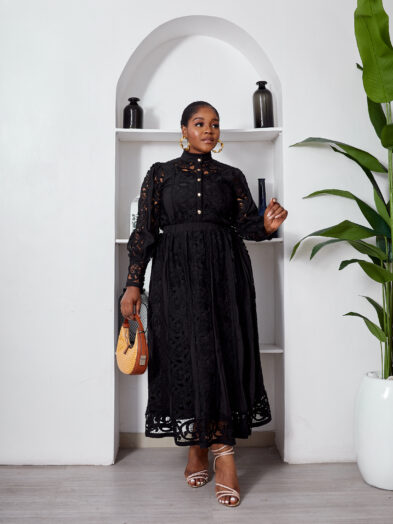 BLACK BEULAH LACE SHIRT X MIDI SKIRT