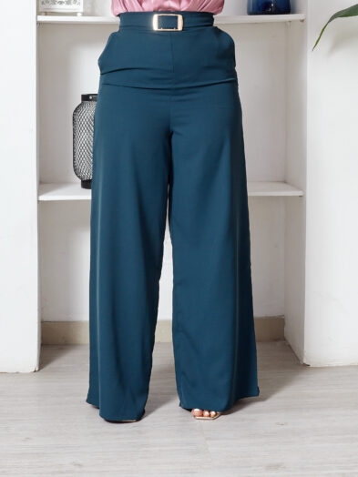 POG TEAL BIG BUCKLE FLARE PANTS