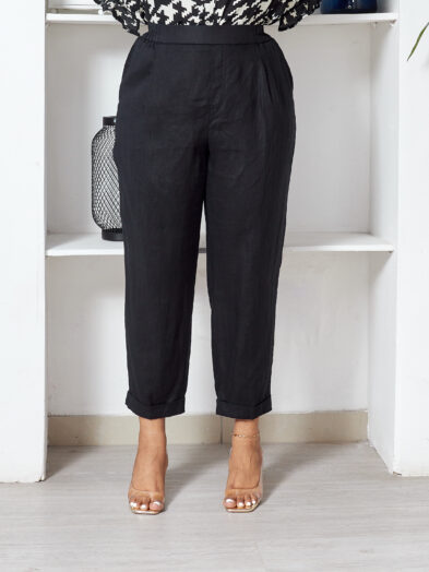 (BARGAIN SHOP) BLACK LINEN CROP PANT