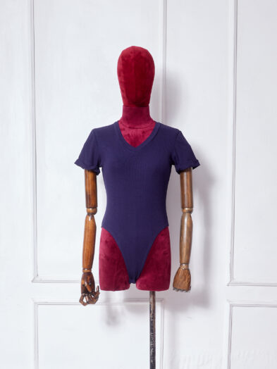 POG NAVY RIB BONE VNECK BODYSUIT