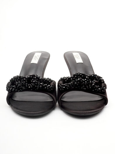 POG 6818-31 BLACK WOVEN BEADS EMBELLISHMENT MULES