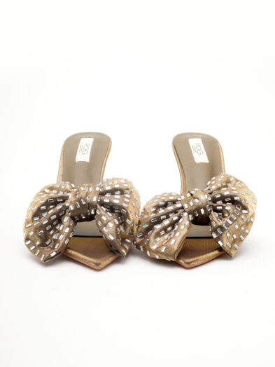 POG 135-5 DARK OLIVE STUDDED MEGA BOW MULES