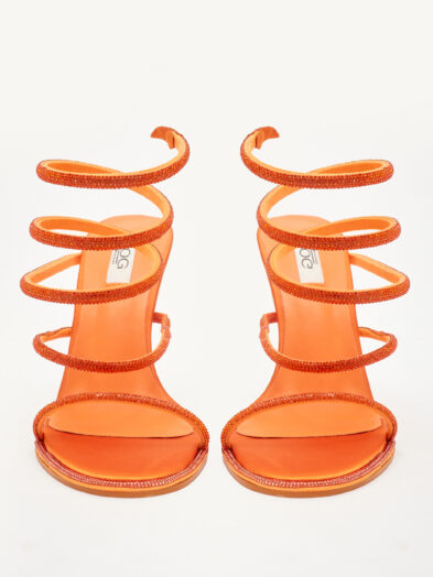 2 FOR 60K POG 3649-28 ORANGE SATIN VEGAS WRAP AROUND SANDALS