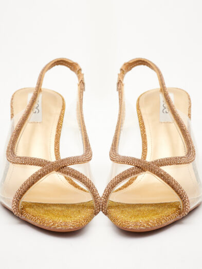 POG 0855-13 GOLD EMBELLISHED PERSPEX PEEPTOE SANDAL