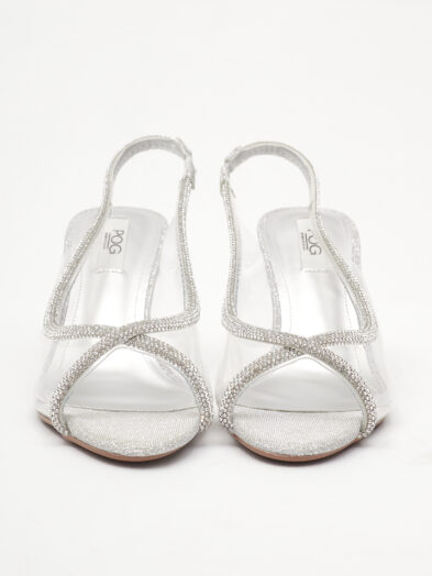 POG 0855-13 SILVER EMBELLISHED PERSPEX PEEPTOE SANDAL