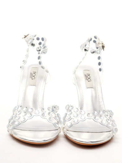 POG 568-15 SILVER STUDDED PERSPEX STRAPPY SANDAL