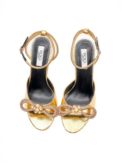 POG 2326-56 GOLD DOUBLE BOW DOUBLE STRAP SANDAL