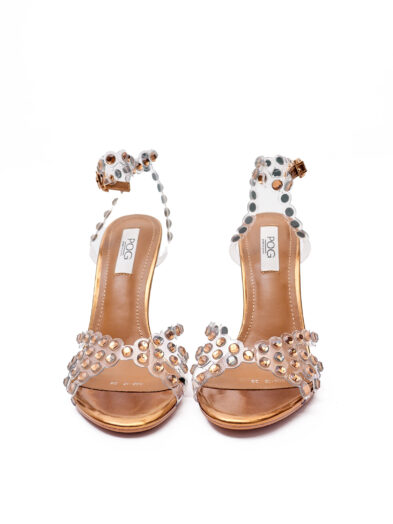 POG 568-15 BRONZE STUDDED PERSPEX STRAPPY SANDAL