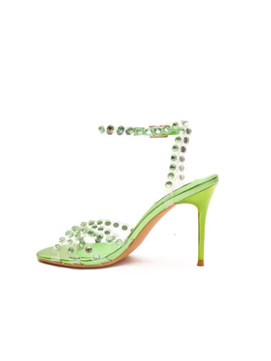 POG 568-15 SWEET OLIVE STUDDED PERSPEX STRAPPY SANDAL