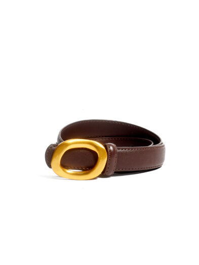 POG MOCHA DENTED OVAL BUCKLE BELT