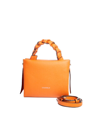 CROCC ORANGE WOVEN HANDLE BAG