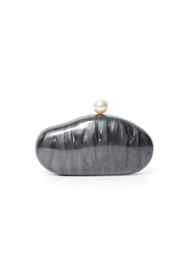 BIG PEARL CHARCOAL CERAMIC CLASP PURSE