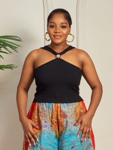 MIX STUDIO BLACK RIB BONE RING INSERT TANK TOP