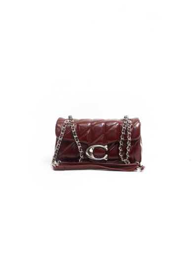 CLAY RED QUILTED C BUCKLE CHAIN BAG