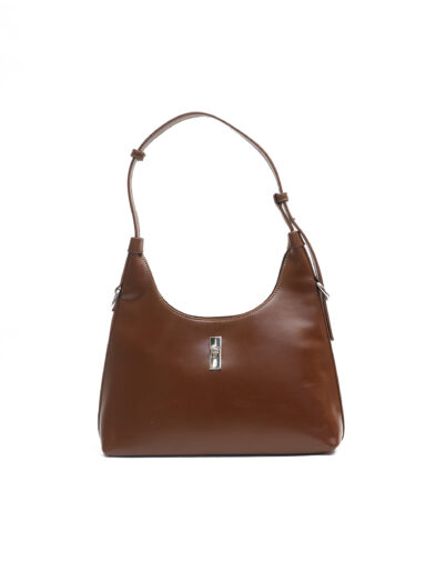 COFFEE SILVER TWIST BUCKLE LONG VINTAGE BAG