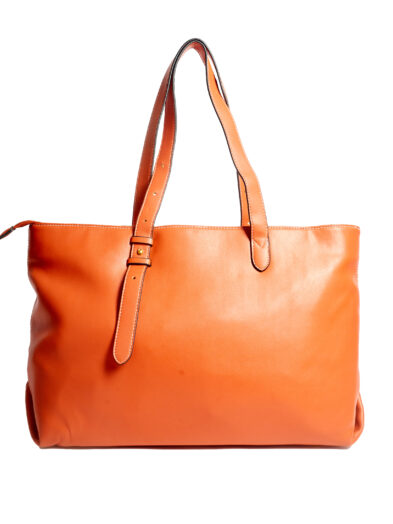 FOCUS BABY ORANGE PADLOCK SMOOTH LEATHER XXL SHOPPER BAG
