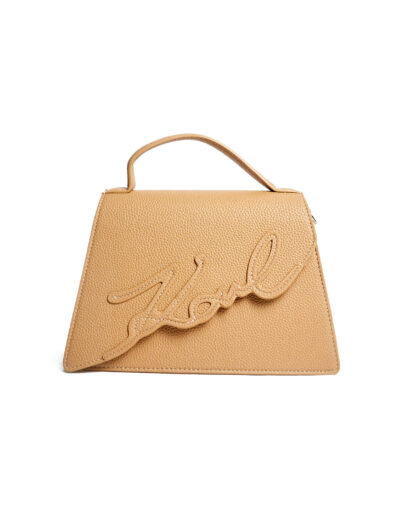 KARL TAUPE REFINED GRAIN TOP HANLDE BAG
