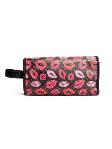 PINK LIPS SHIMMER COMPARTMENT TOILET BAG