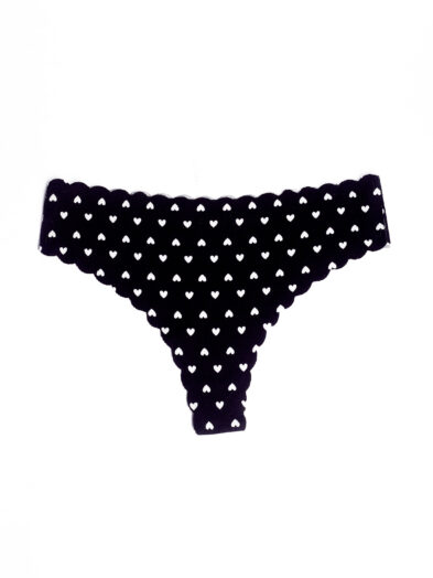 VIMERLEA V2141 BLACK HEART COTTON PRINT THONG