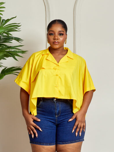 SASHES X HIDES MUSTARD COLLARED PONCHO SHIRT