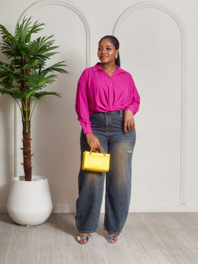 (2FOR50K)AK SRC MAGENTA CROP DEEP HEM SHIRT