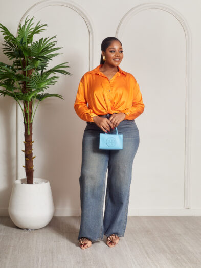 (2FOR50K)AK SRC ORANGE CROP DEEP HEM SHIRT