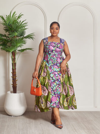 SASHES X HIDES PINK FLORAL X LEMON GOLD SHIMMER WAX PRINT DOLL DRESS