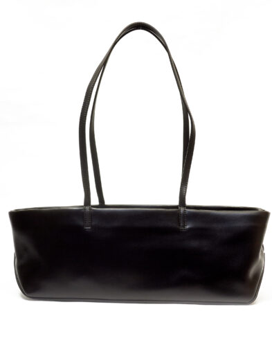BLACK LONG VINTAGE SMOOTH LEATHER BAG