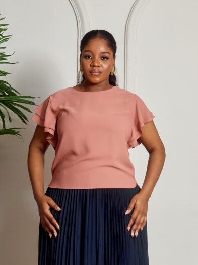 (2FOR50K)AK SR MAUVE FRILL BLOUSE